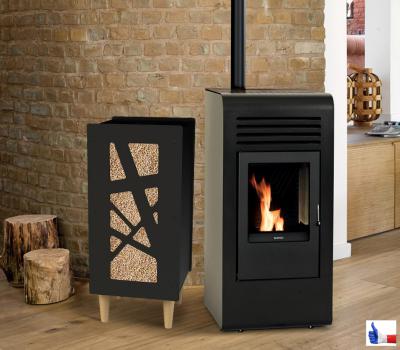 granulebox noir -Meuble à pellet design et pratique